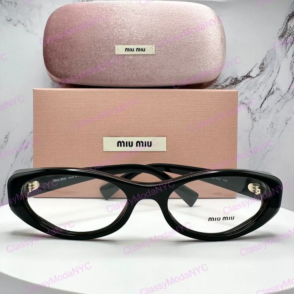 New MIU MIU Eyeglasses Black Oval Glasses 55-18mm Full Rim Rx-able